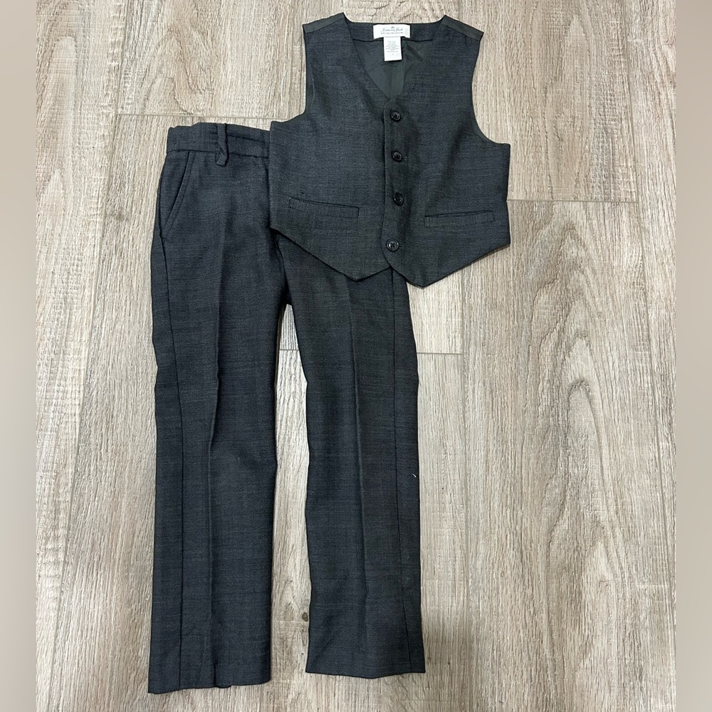 Janie and Jack Dark Grey Pants Vest Set 4 5